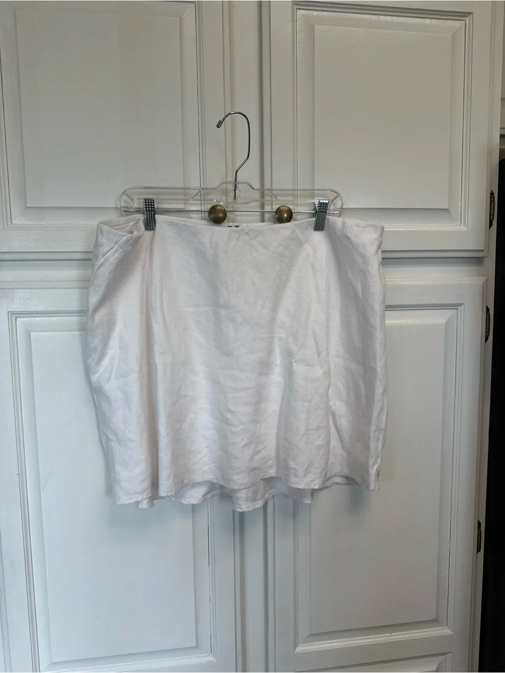 Anthropologie White Linen-Blend Mini Skirt